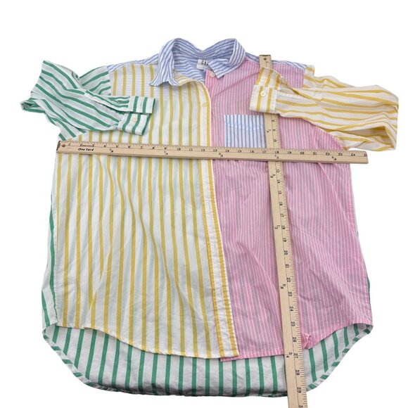 Gap The Big Shirt Multicolor Striped Cotton Button-Up Long Sleeve Men Top Size M - Picture 4 of 5